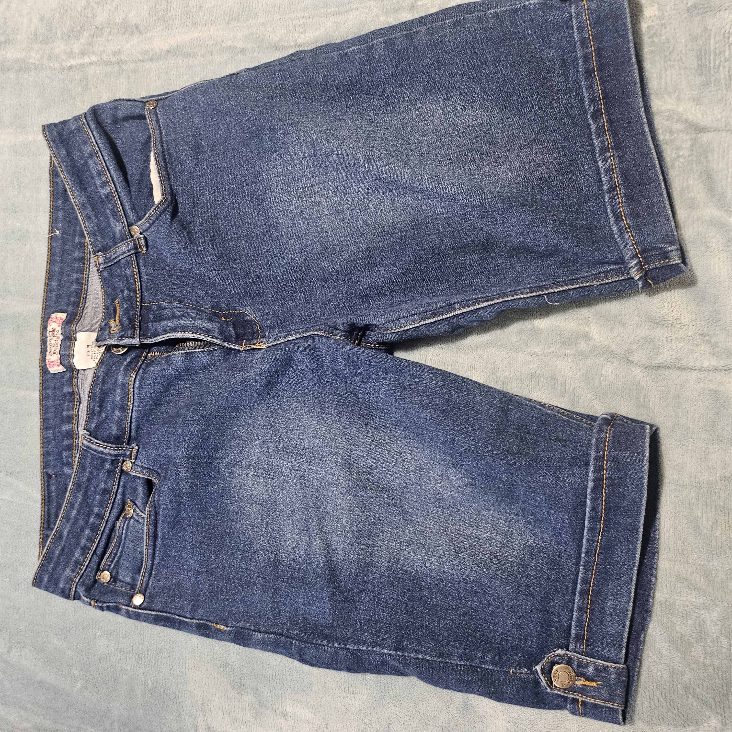 Womens Blue Denim And Rivets Brand Bermuda Shorts